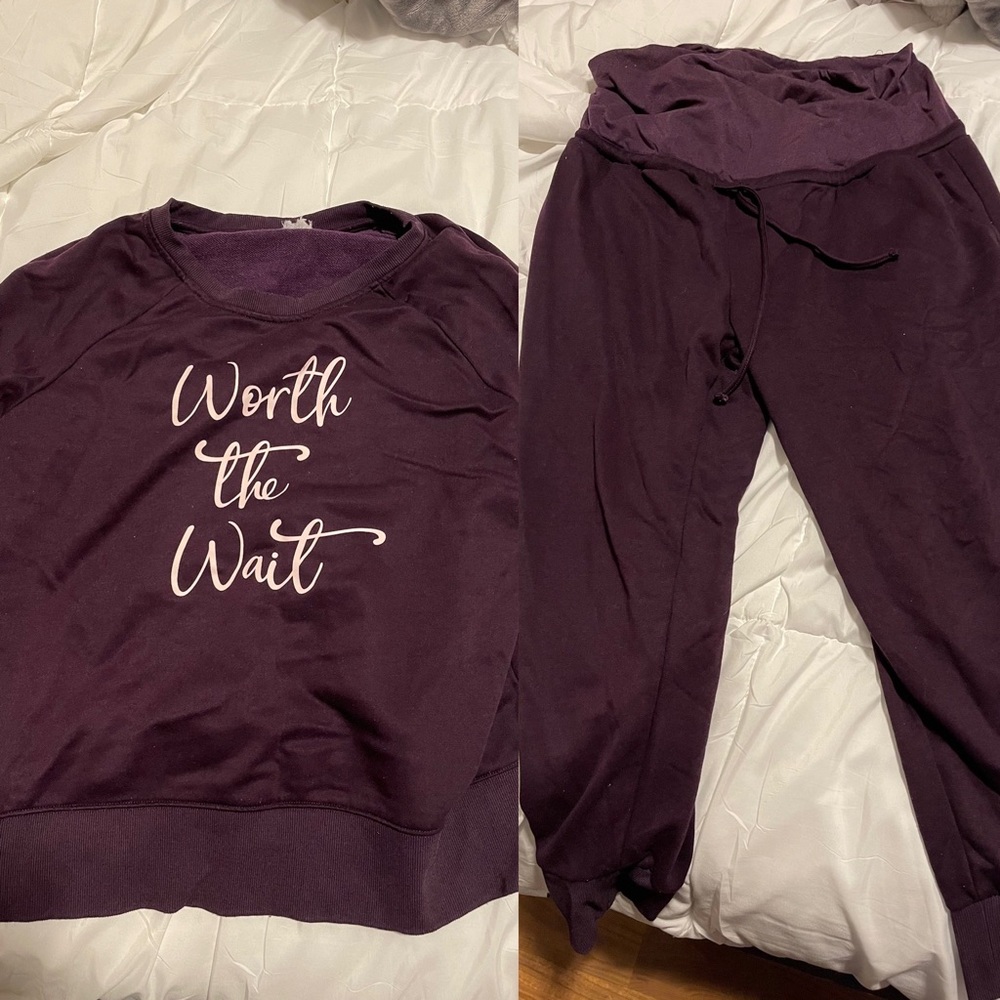 Maternity purple matching sweatsuit size large by Time and Tru